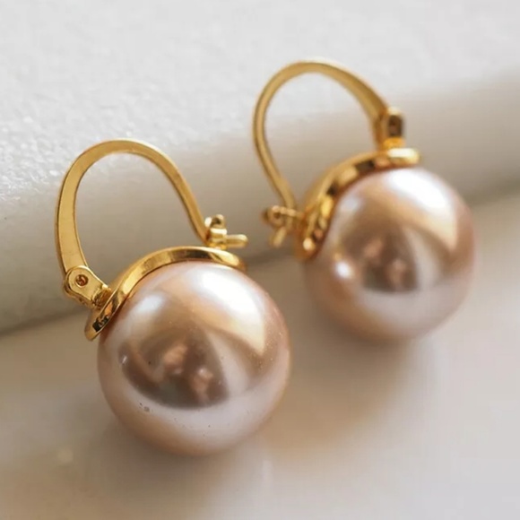 kate spade Jewelry - Kate Spade Gold & Mocha Pearl Drop Earrings